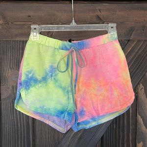 Shein Rainbow Neon Tie Dye Shorts, Women’s size Small